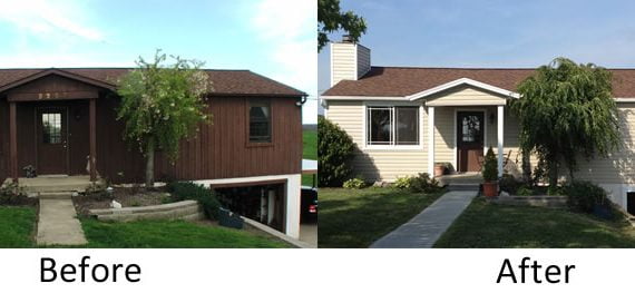 before and after siding